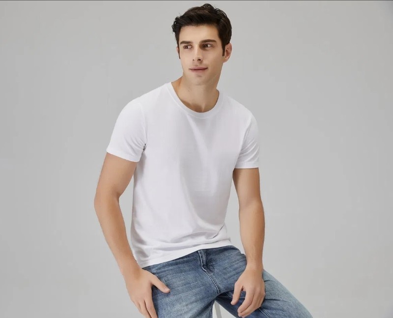 Men’s Plain White Cotton T-Shirt – Solid Casual Round Neck Regular Fit Basic Tee