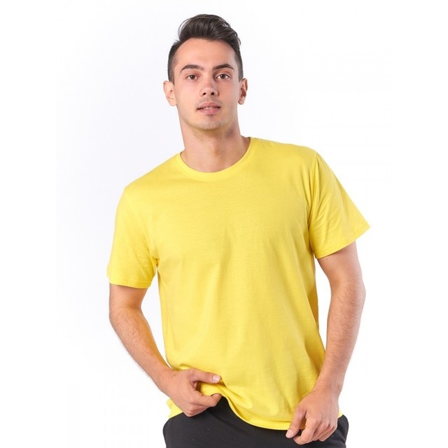 Men’s Plain Yellow Cotton T-Shirt – Soli...
